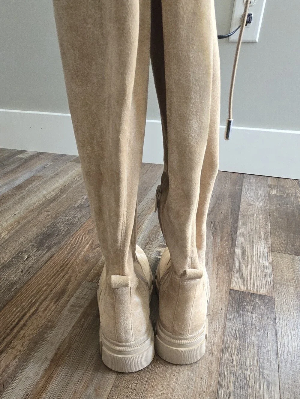 Tan Suede Thigh High Boots Sz 37 NWOT